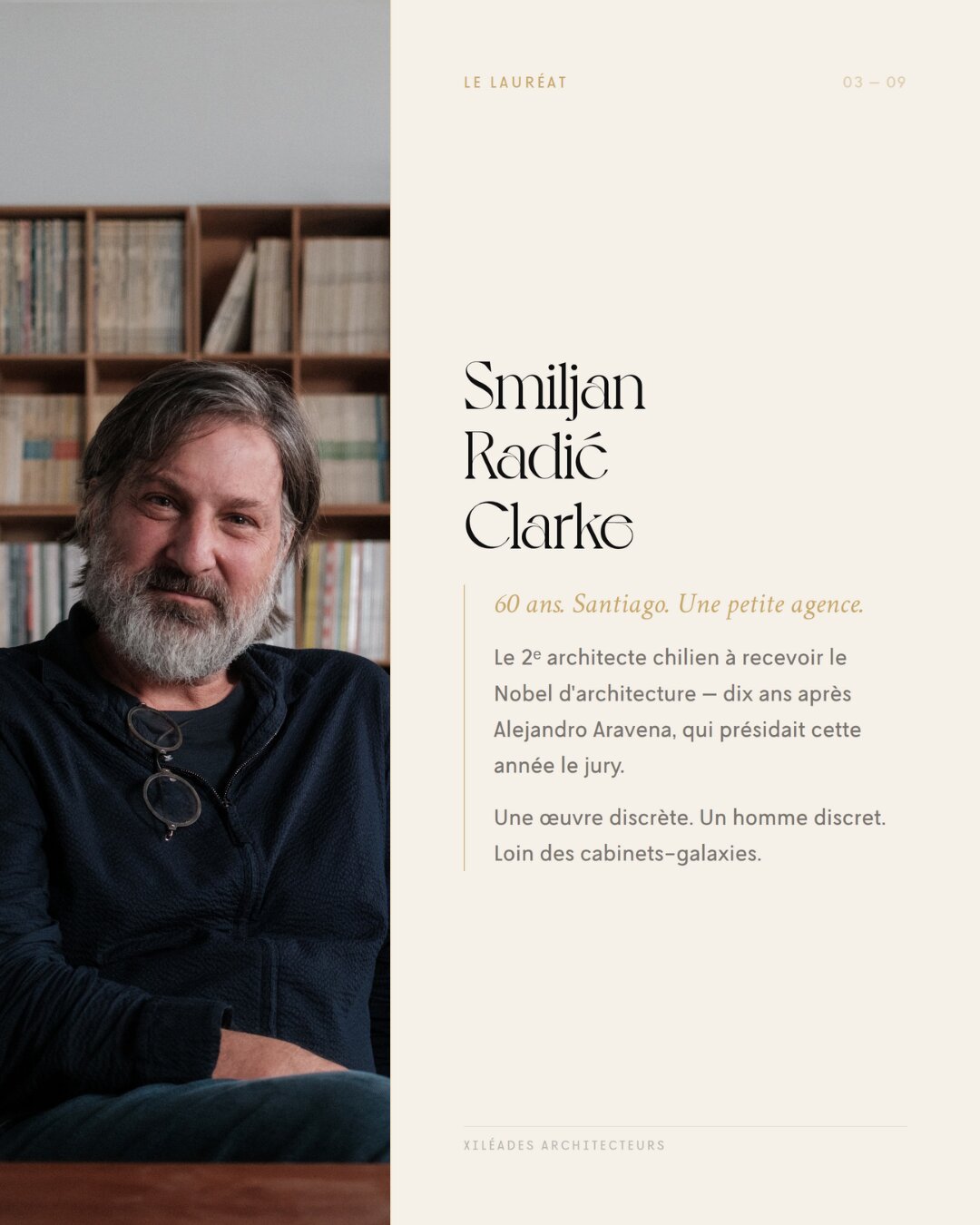 Portrait éditorial de Smiljan Radić, soixante ans, dans son atelier de Santiago